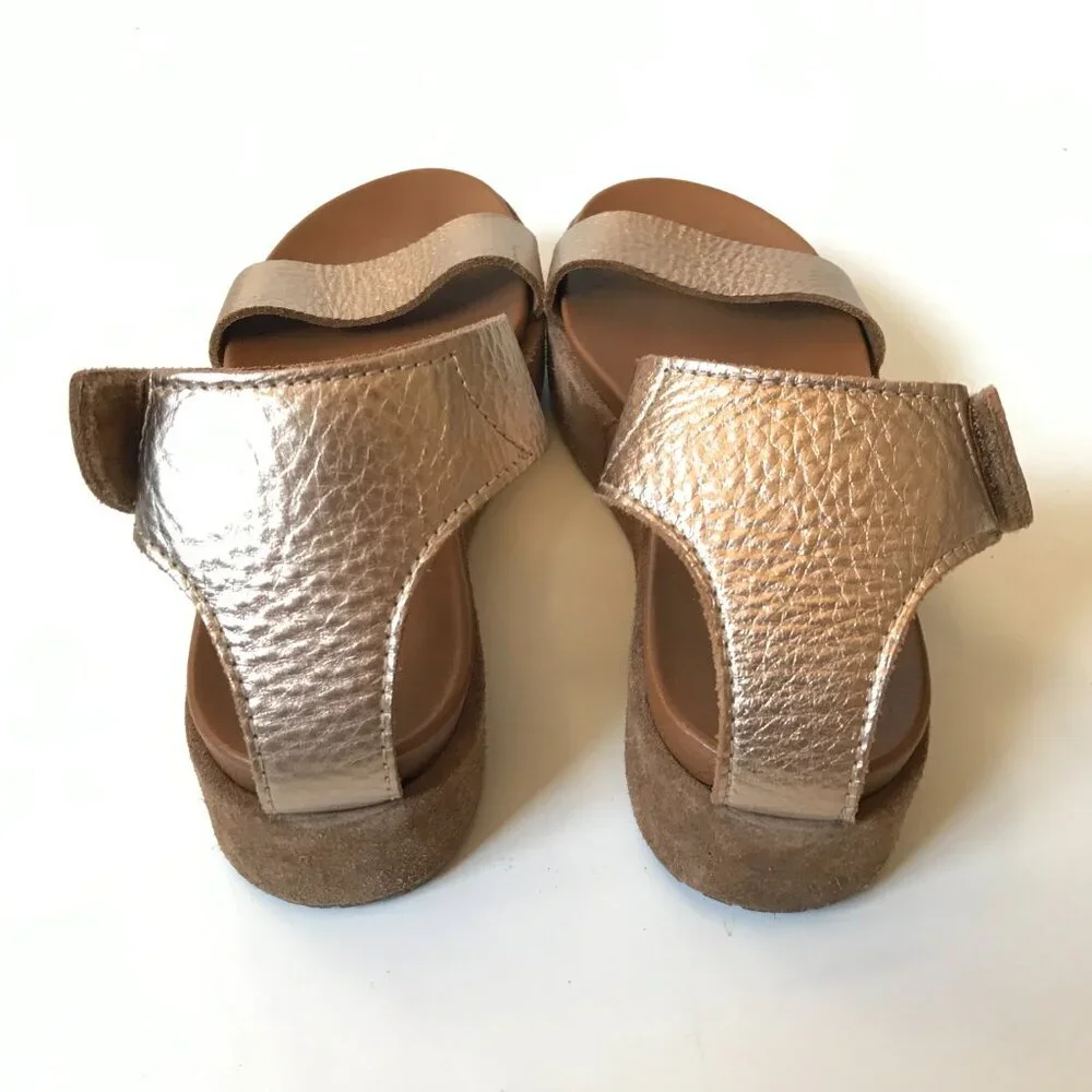 Pedro Garcia Genar Platform Sandals Womens 39 Brown Copper Suede Leather Shoes - Picture 11 of 13
